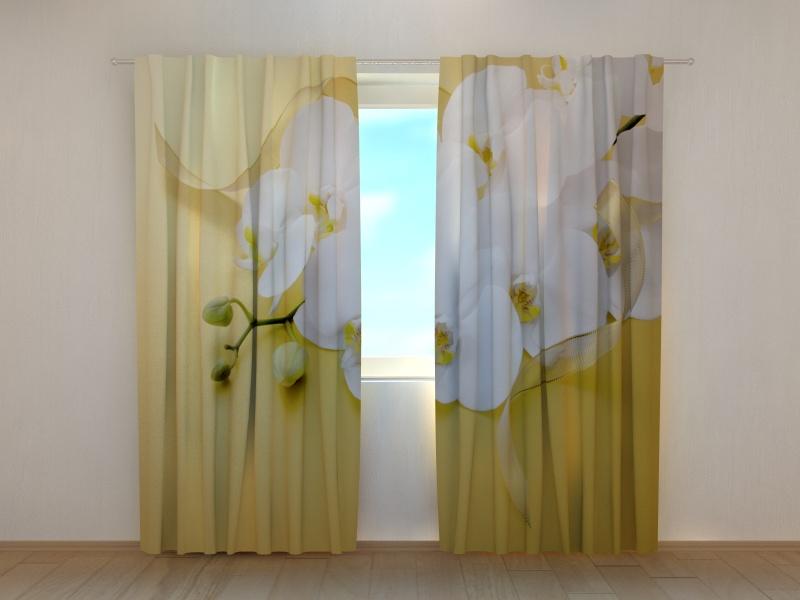 Dienas un nakts aizkari - Orhidejas uz zelta 180 x 140 cm (2X 90x140 cm) / SCREEN E-interjers.lv