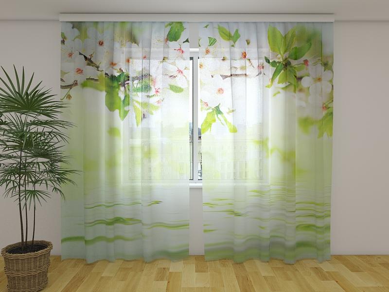 Dienas un nakts aizkari - Pavasara zieds 180 x 140 cm (2X 90x140 cm) / Сaurspīdīgs šifons E-interjers.lv