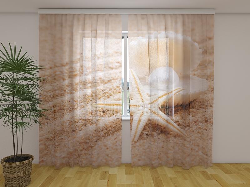 Dienas un nakts aizkari - Pērle uz jūras gliemežvāka 180 x 140 cm (2X 90x140 cm) / Сaurspīdīgs šifons E-interjers.lv
