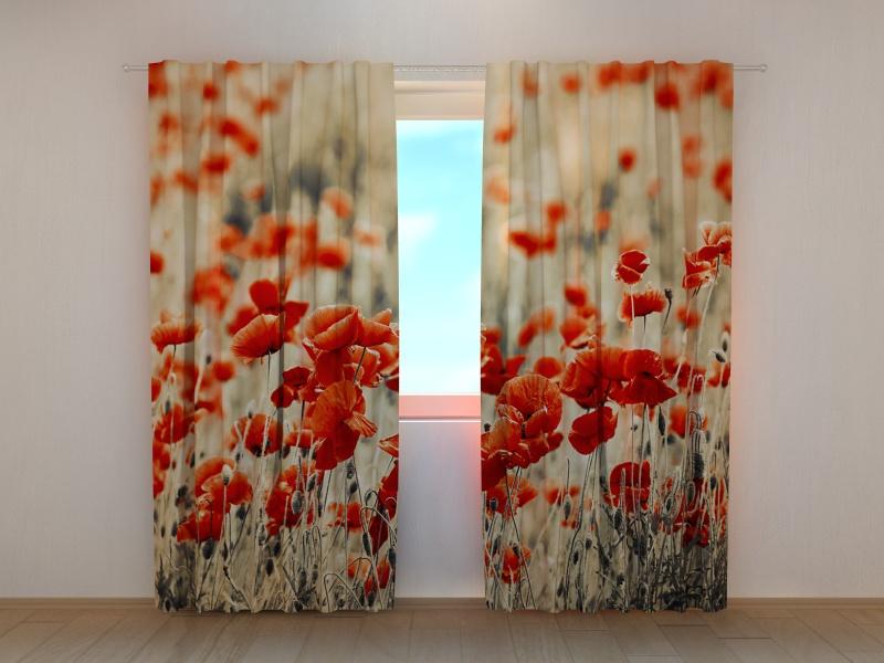 Dienas un nakts aizkari - Retro lauka magones 180 x 140 cm (2X 90x140 cm) / SCREEN E-interjers.lv