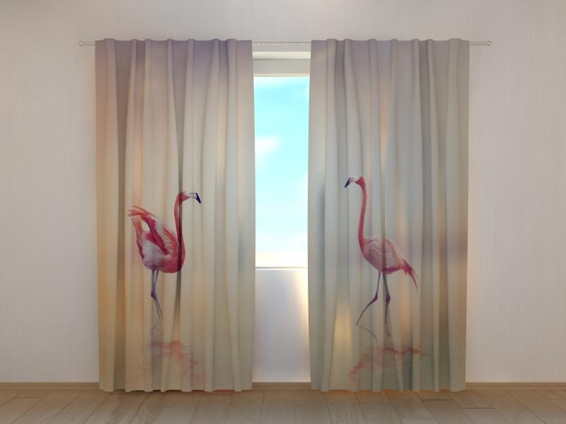 Dienas un nakts aizkari - Rozā flamingi saulrietā 180 x 140 cm (2X 90x140 cm) / SCREEN E-interjers.lv