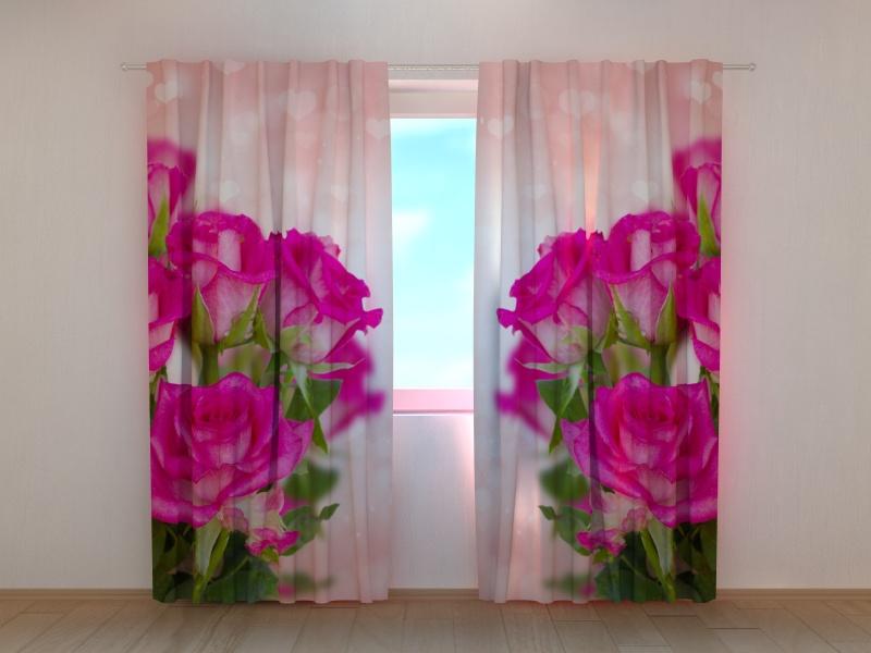 Dienas un nakts aizkari - Rozā rozes un gaisa sirdis 180 x 140 cm (2X 90x140 cm) / SCREEN E-interjers.lv