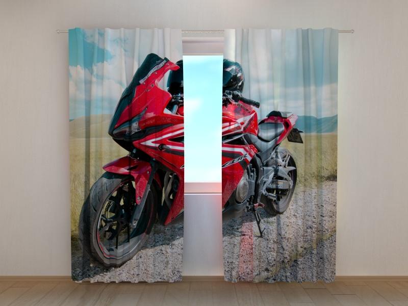 Dienas un nakts aizkari - Sarkans motocikls Honda 180 x 140 cm (2X 90x140 cm) / SCREEN E-interjers.lv