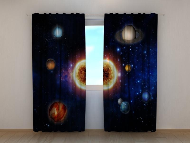 Dienas un nakts aizkari - Saule un planētas 180 x 140 cm (2X 90x140 cm) / SCREEN E-interjers.lv
