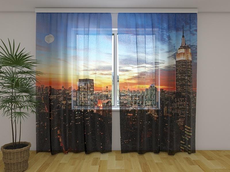 Dienas un nakts aizkari - Saullēkts Ņujorkā 180 x 140 cm (2X 90x140 cm) / Сaurspīdīgs šifons E-interjers.lv