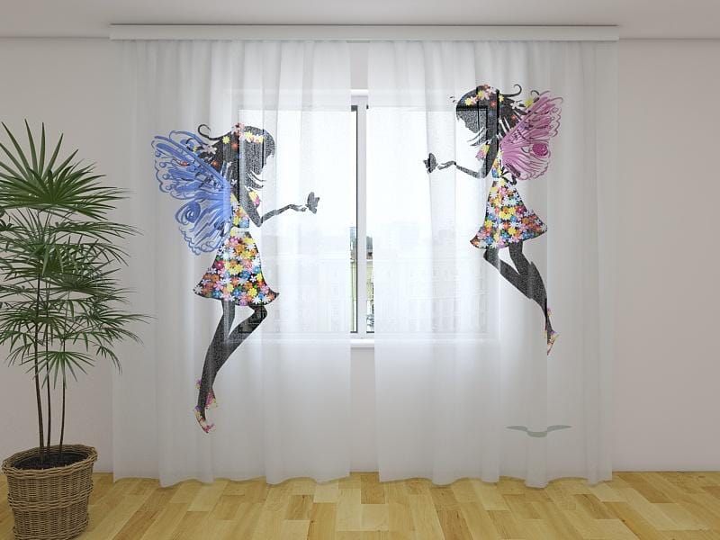 Dienas un nakts aizkari - Skaistas fejas 180 x 140 cm (2X 90x140 cm) / Сaurspīdīgs šifons E-interjers.lv