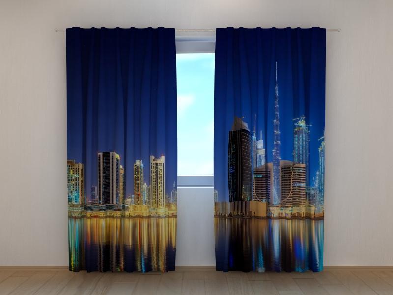 Dienas un nakts aizkari - Skats uz Dubaijas Biznesa līci 180 x 140 cm (2X 90x140 cm) / SCREEN E-interjers.lv