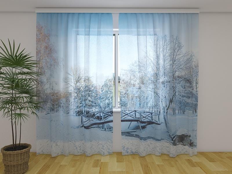 Dienas un nakts aizkari - Sniega tilts 180 x 140 cm (2X 90x140 cm) / Сaurspīdīgs šifons E-interjers.lv