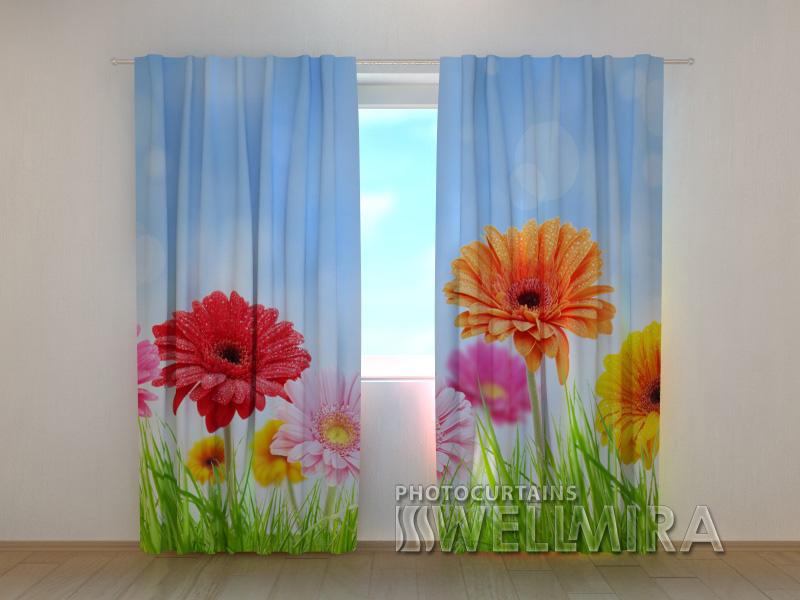 Dienas un nakts aizkari - Spilgtas gerberas 180 x 140 cm (2X 90x140 cm) / SCREEN E-interjers.lv