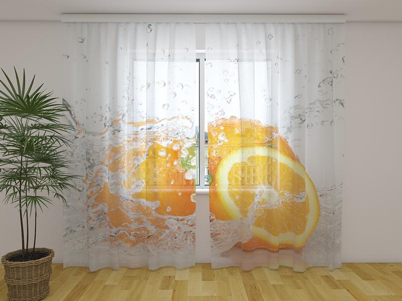 Dienas un nakts aizkari - Sulīgs apelsīns 180 x 140 cm (2X 90x140 cm) / Сaurspīdīgs šifons E-interjers.lv