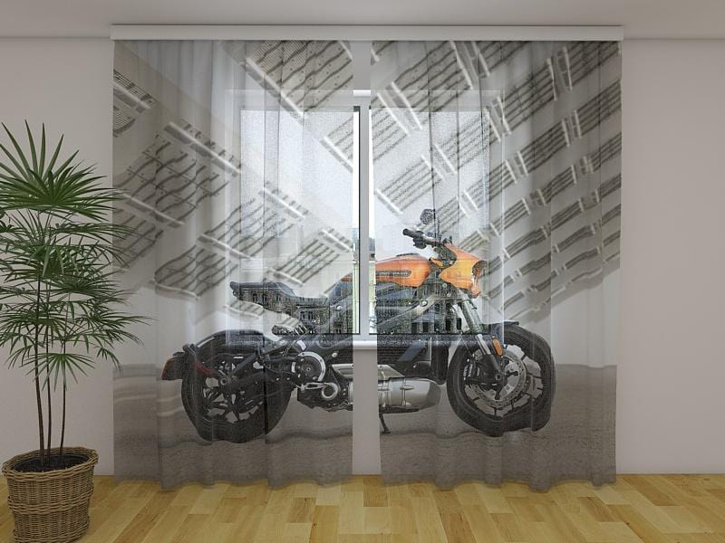Dienas un nakts aizkari - Superbaiks Harley Davidson 180 x 140 cm (2X 90x140 cm) / Сaurspīdīgs šifons E-interjers.lv