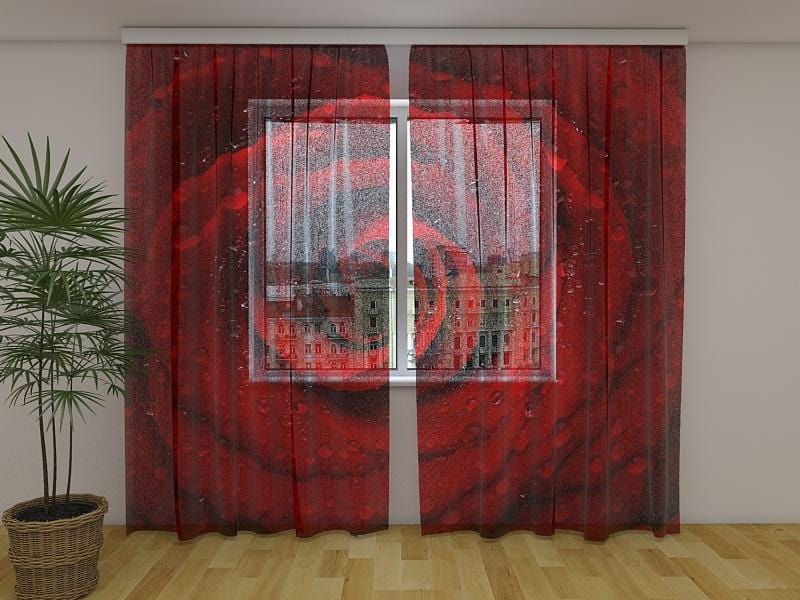 Dienas un nakts aizkari - Svaiga sarkana roze 180 x 140 cm (2X 90x140 cm) / Сaurspīdīgs šifons E-interjers.lv