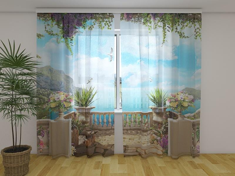 Dienas un nakts aizkari - Terase pie jūras 180 x 140 cm (2X 90x140 cm) / Сaurspīdīgs šifons E-interjers.lv