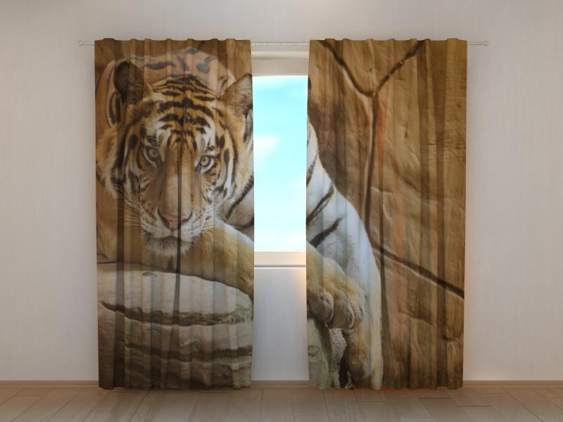 Dienas un nakts aizkari - Tīģeris uz klints 180 x 140 cm (2X 90x140 cm) / SCREEN E-interjers.lv