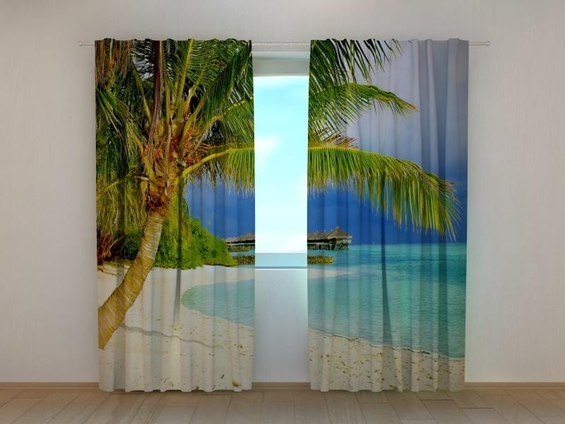Dienas un nakts aizkari - Tropu pludmale ar palmām 180 x 140 cm (2X 90x140 cm) / SCREEN E-interjers.lv