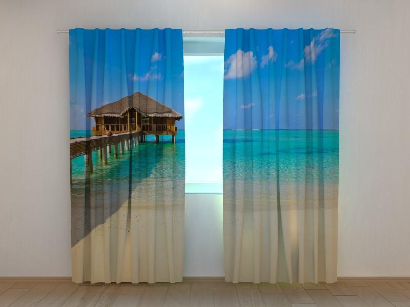 Dienas un nakts aizkari - Tropu pludmale Maldīvu salās 180 x 140 cm (2X 90x140 cm) / SCREEN E-interjers.lv