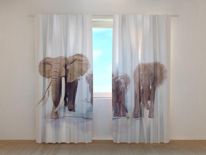 Dienas un nakts aizkari - Ziloņu ģimene 180 x 140 cm (2X 90x140 cm) / SCREEN E-interjers.lv