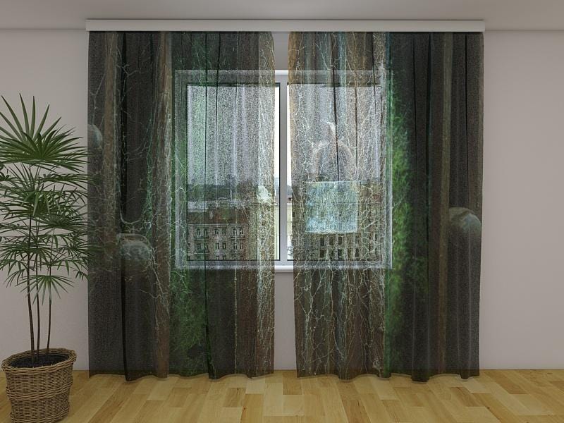 Dienas un nakts aizkari - Zirnekļtīkls uz vecas slūžas 180 x 140 cm (2X 90x140 cm) / Сaurspīdīgs šifons E-interjers.lv