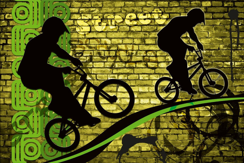 Flizelīna fototapetes ar graffiti un BMX riteņi zaļā krāsā D-ART