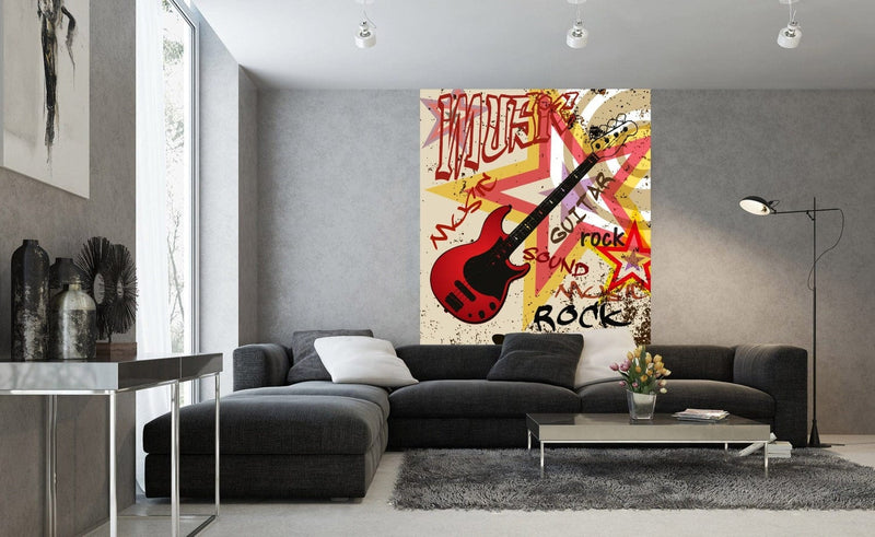 Flizelīna fototapetes ar mūzikas tematiku: bungas un ģitāra 150 x 250 cm D-ART