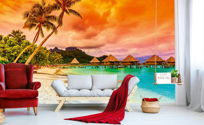 Flizelīna fototapetes ar tropisko pludmali - Polinēzija 375 x 250 cm D-ART