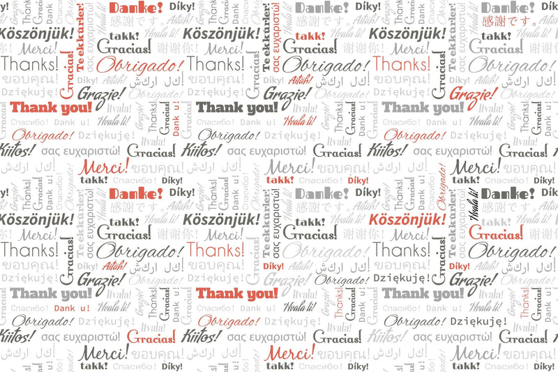 Flizelīna fototapetes ar uzrakstu Paldies vairākās valodās D-ART
