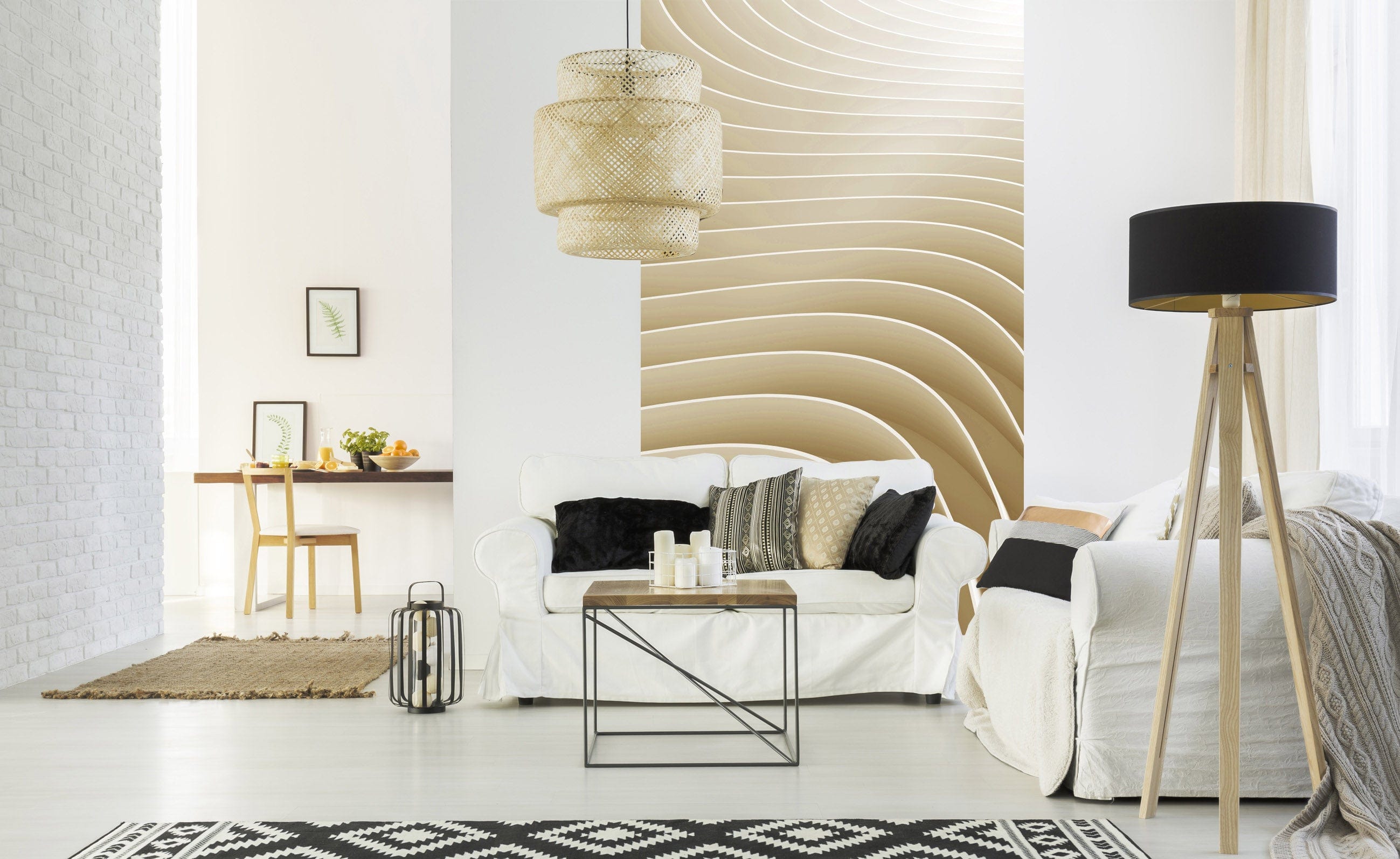 Flizelīna fototapetes ar viļņotu rakstu bēšā krāsā 150 x 250 cm D-ART