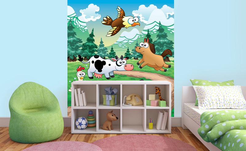 Flizelīna fototapetes - bērnu istabai - Dzīvnieki un mežs 225 x 250 cm D-ART