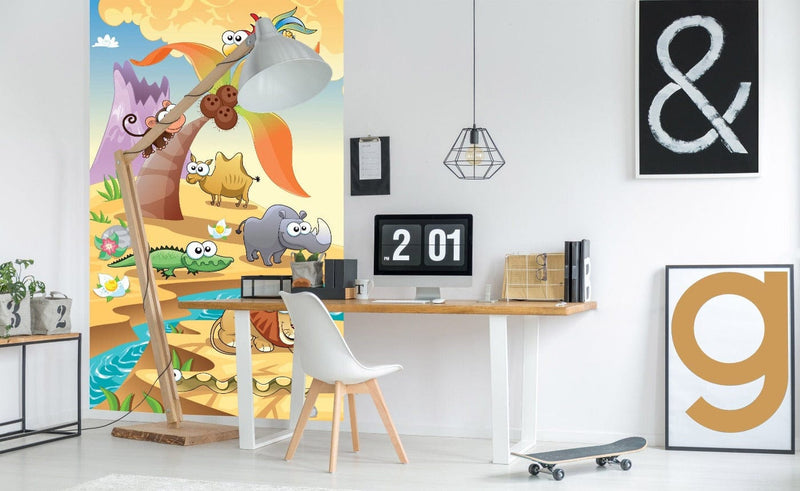 Flizelīna fototapetes - bērnu istabai - Savannas dzīvnieki 150 x 250 cm D-ART