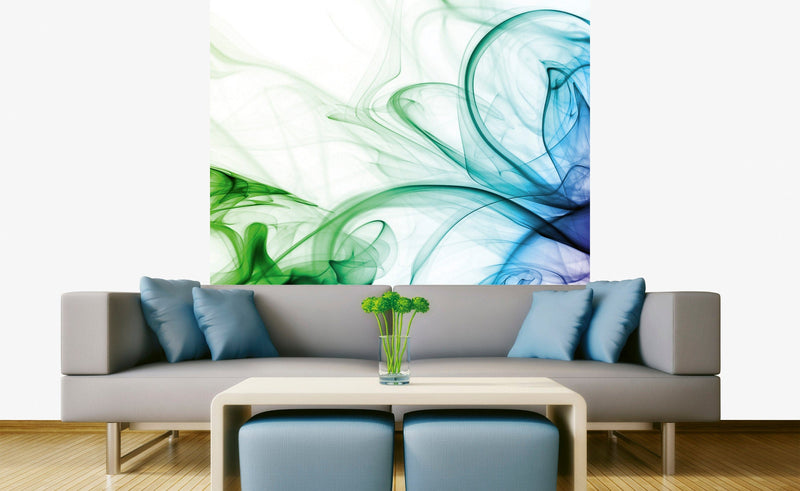 Flizelīna fototapetes - Dūmi (zila, zaļa un violeta krāsa) 225 x 250 cm D-ART