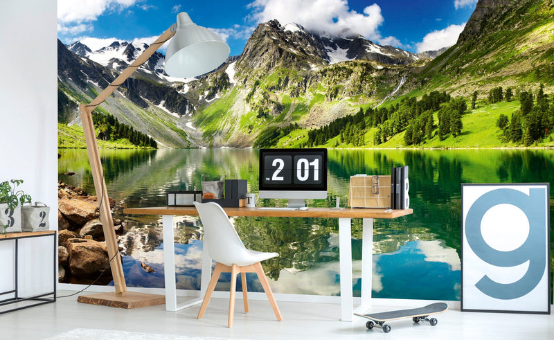 Flizelīna fototapetes - Kalnu ezers 375 x 250 cm D-ART