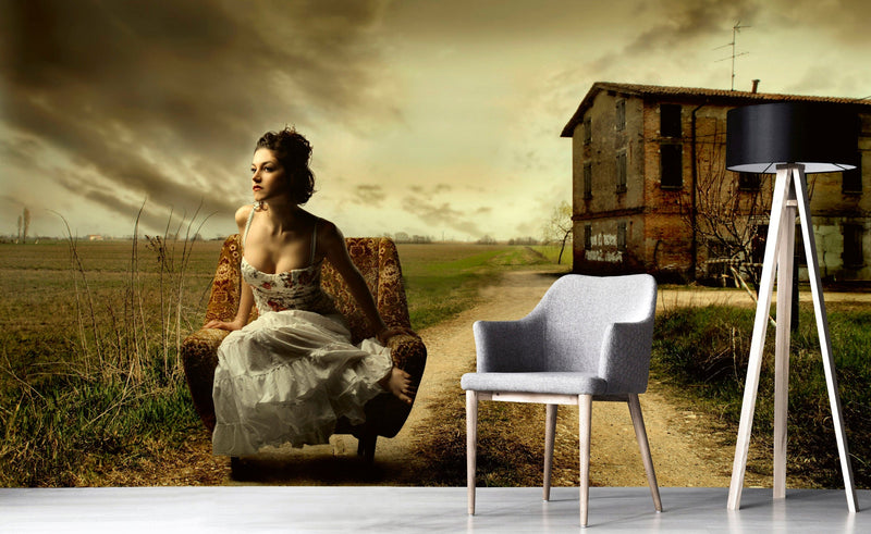 Flizelīna fototapetes - Sieviete uz krēsla 375 x 250 cm D-ART