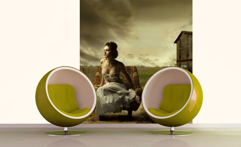 Flizelīna fototapetes - Sieviete uz krēsla 225 x 250 cm D-ART