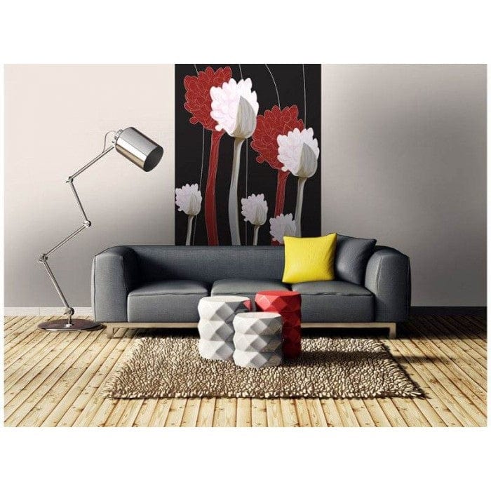 Flizelīna fototapetes - Stilizēti ziedi (baltā un sarkanā krāsā) 150 x 250 cm D-ART