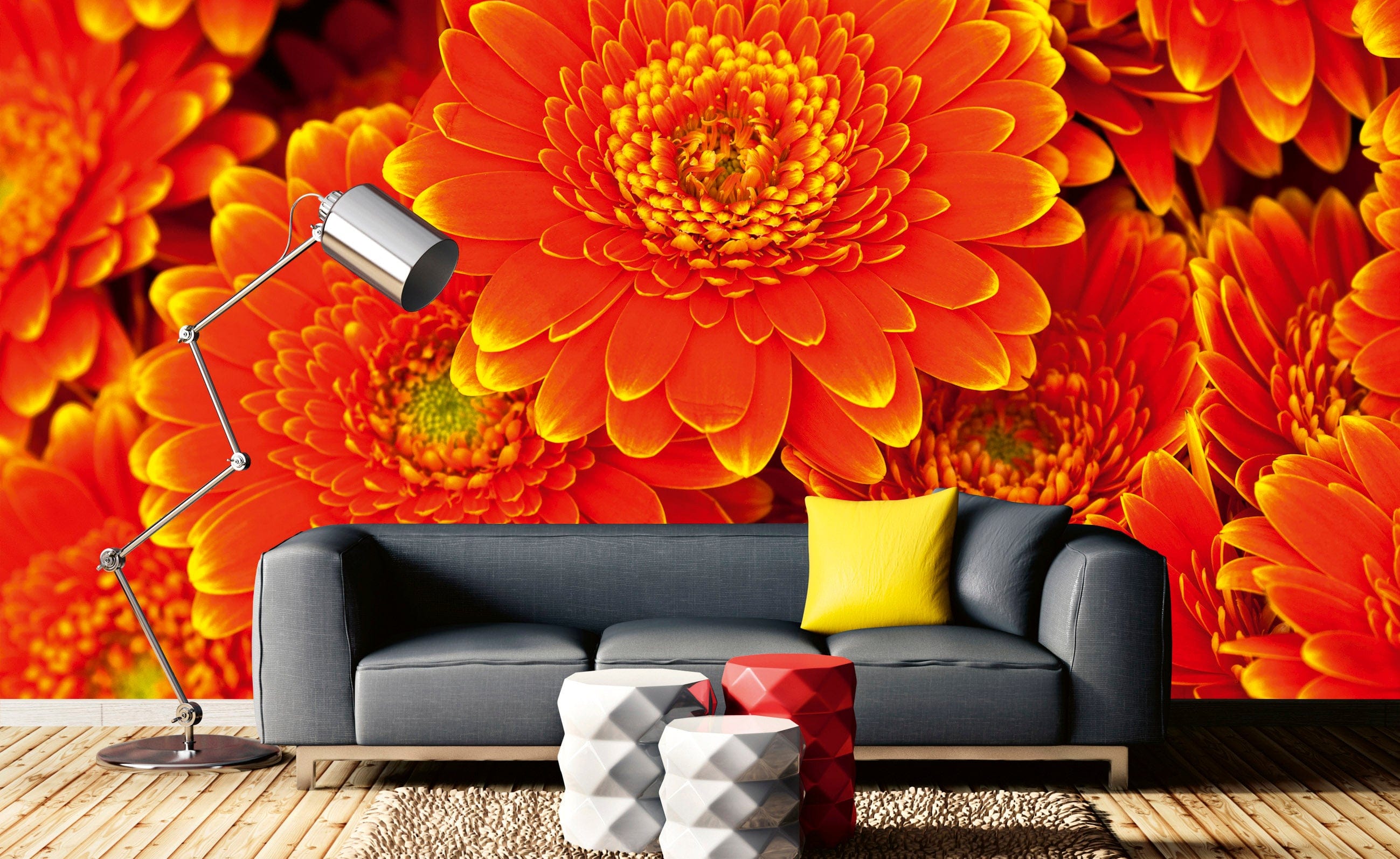 Flizelīna fototapetes - Ugunīgas gerberas 375 x 250 cm D-ART