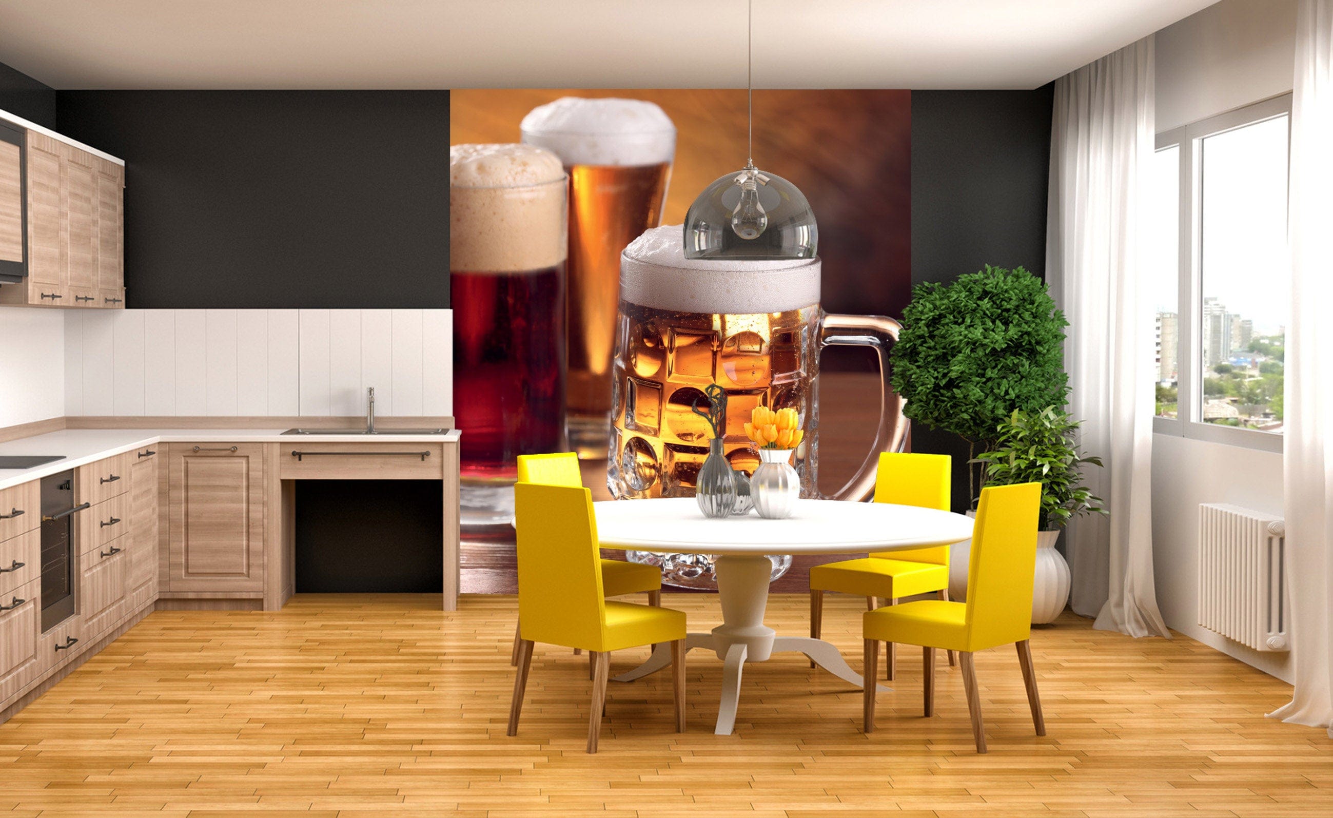 Flizelīna fototapetes - virtuvei - Alus kausi 225 x 250 cm D-ART