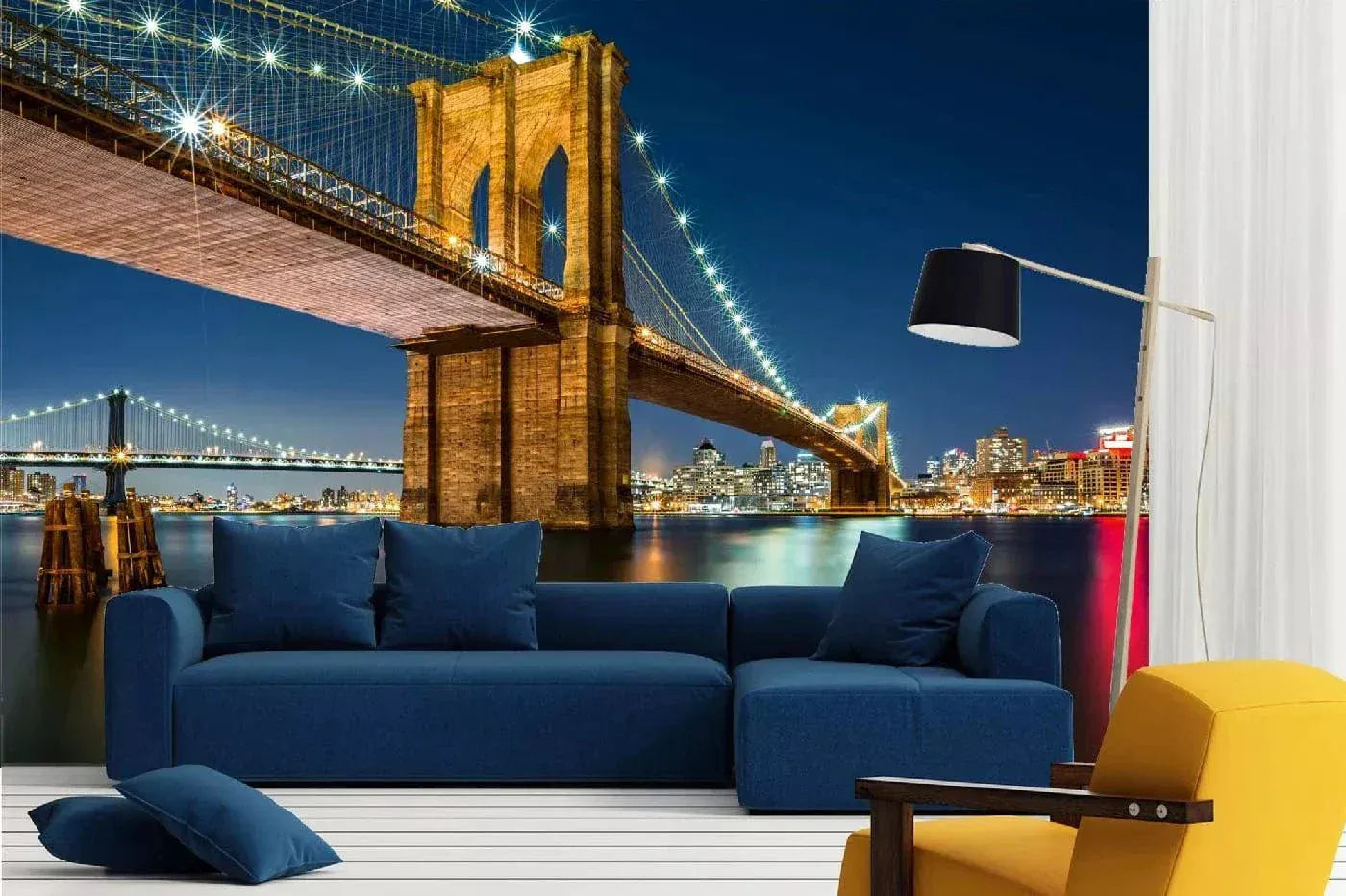 Fototapetes ar ASV tematiku - Bruklinas tilts ar skatu no Manhetenas, 375x250 cm D-ART