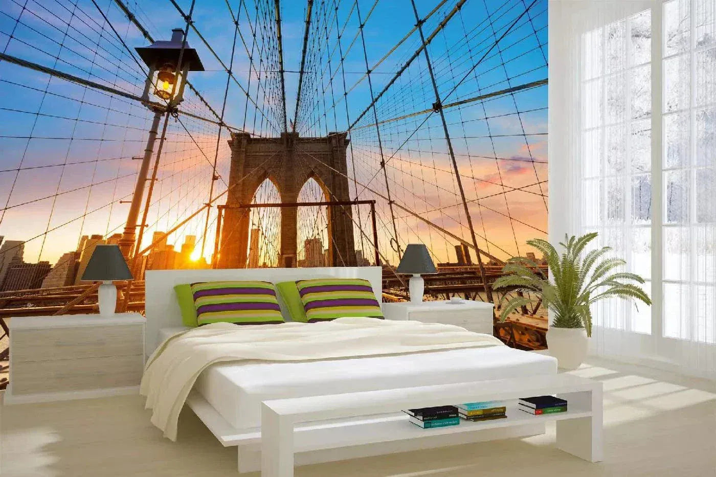 Fototapetes ar ASV tematiku - Bruklinas tilts saulrietā, 375x250 cm D-ART