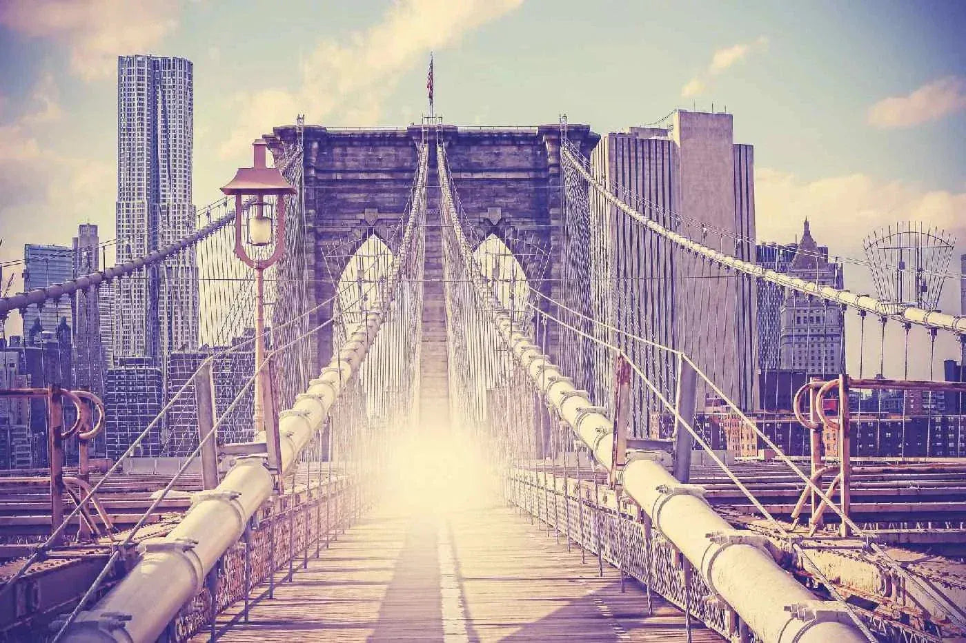 Fototapetes ar ASV tematiku - Bruklinas tilts vintāžas stilā, 375x250 cm D-ART