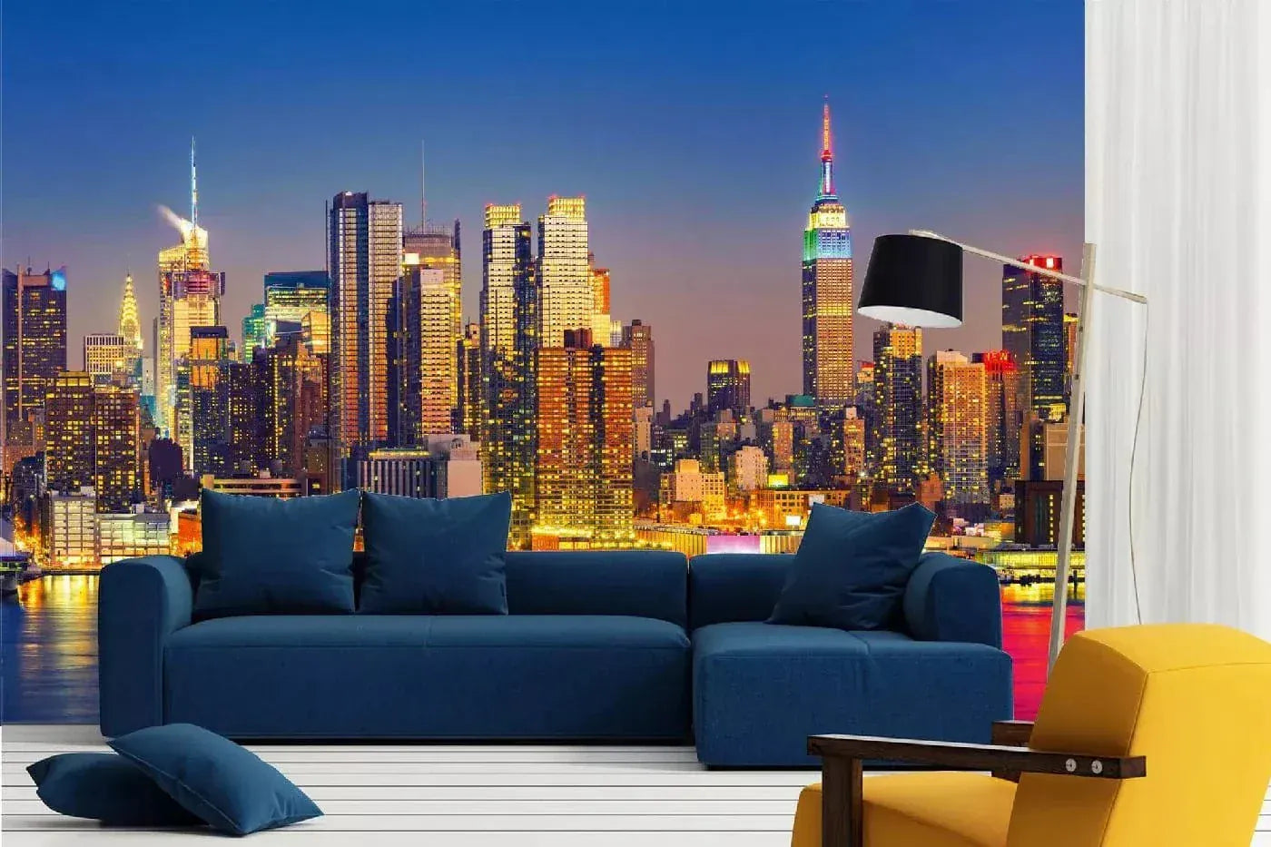 Fototapetes ar ASV tematiku - Manhattana naktī, 375x250 cm D-ART