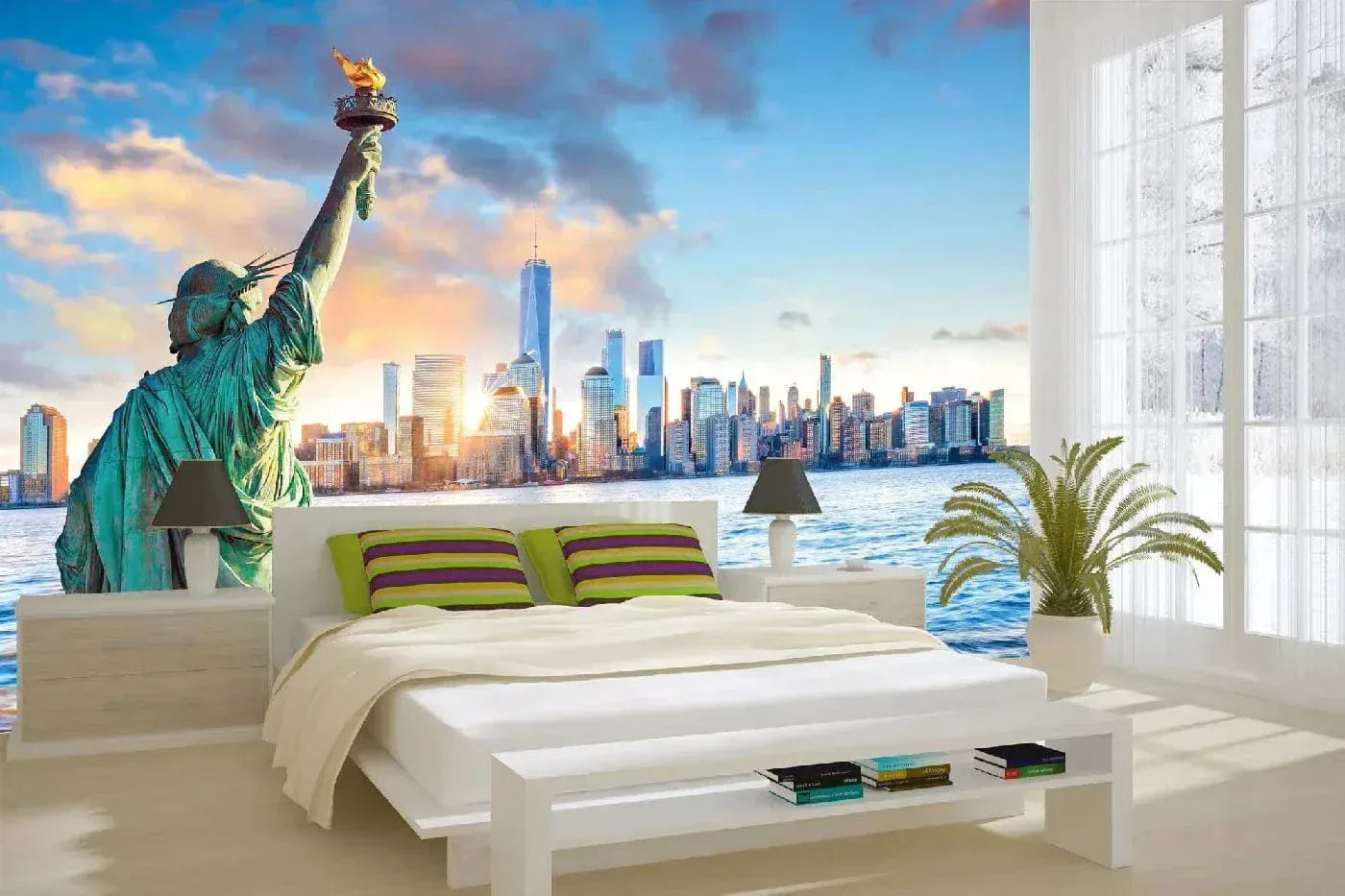 Fototapetes ar ASV tematiku - Ņujorka ar Brīvības statuju, 375x250 cm D-ART