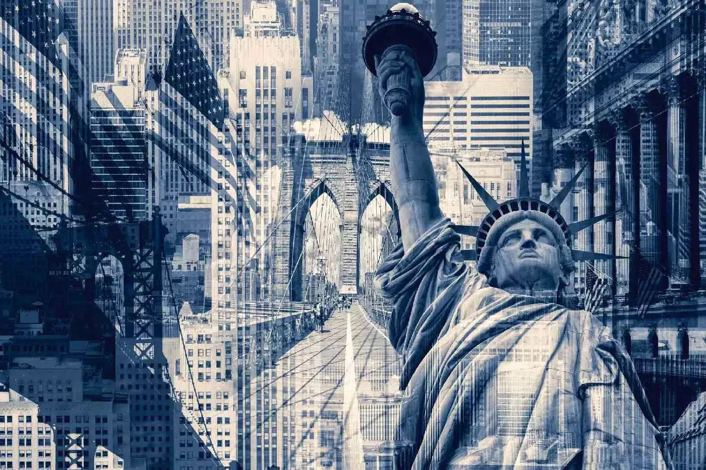 Fototapetes ar ASV tematiku - Ņujorkas kolāža, 375x250 cm D-ART