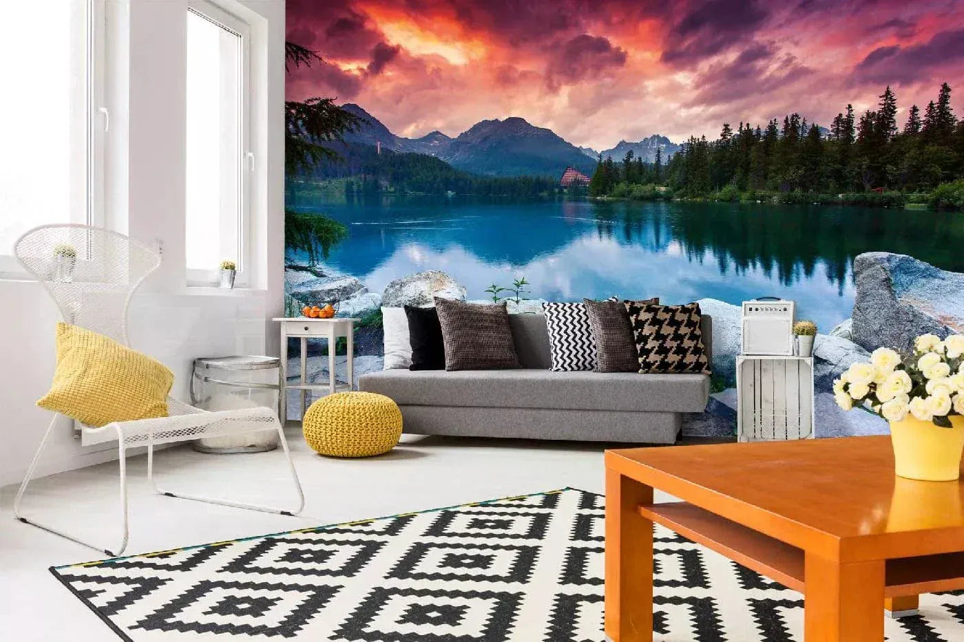 Fototapetes ar dabu - Augstāko Tatru kalnu ezers, 375x250 cm D-ART