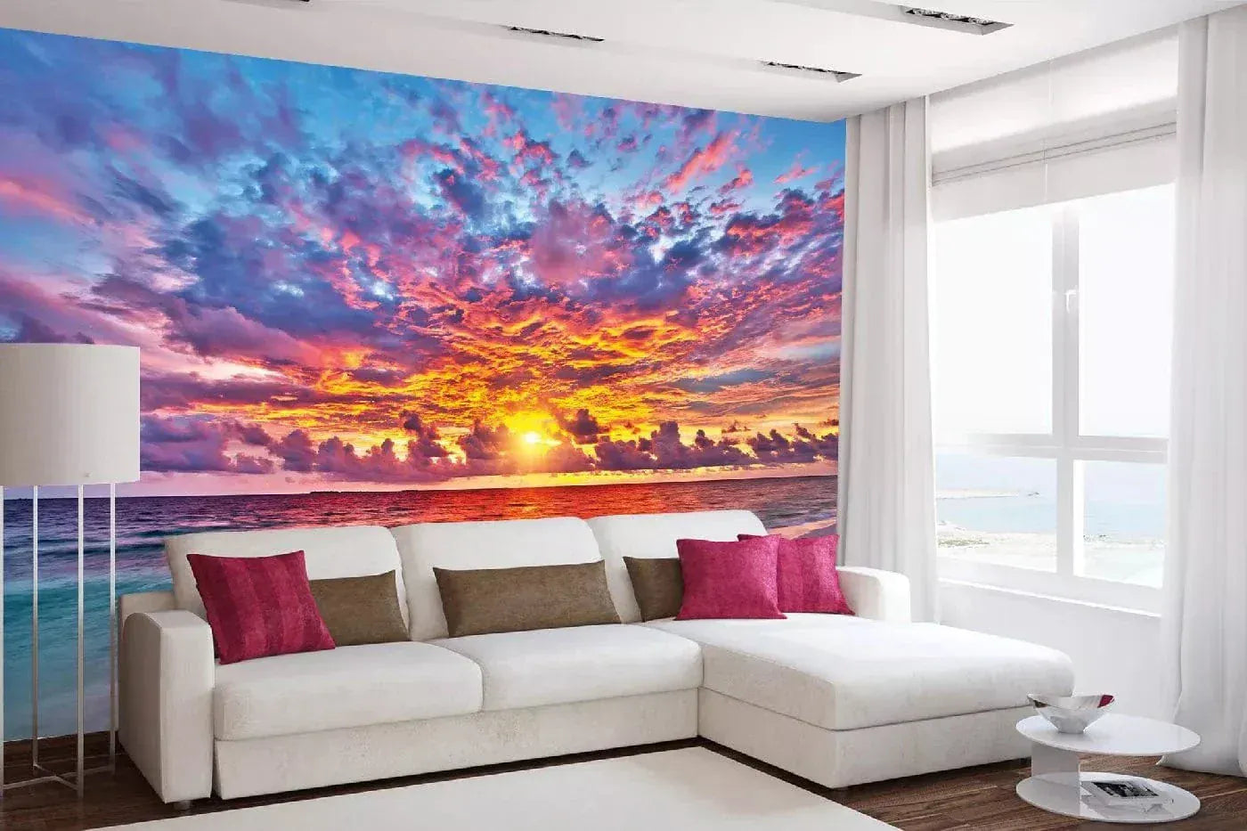 Fototapetes ar jūras skatu - Krāsains saulriets, (375x250 cm) D-ART