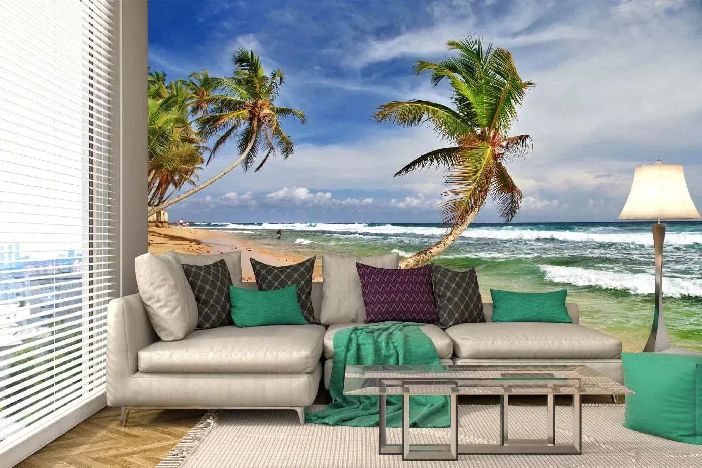 Fototapetes ar palmām - Skaista tropiska pludmale, N3228, 375x250 cm D-ART