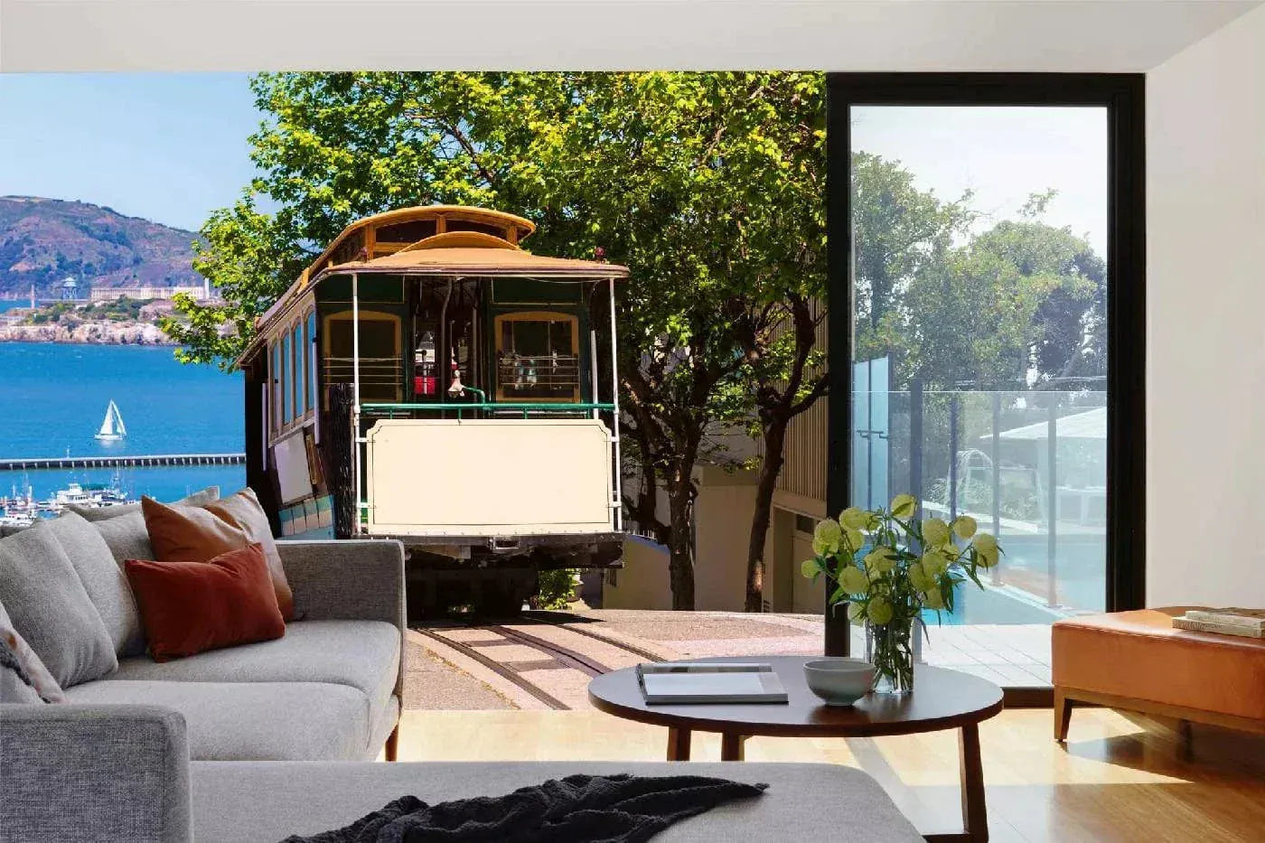 Fototapetes ar pilsētas skatu - Kalifornijas vagoniņš, 375x250 cm D-ART