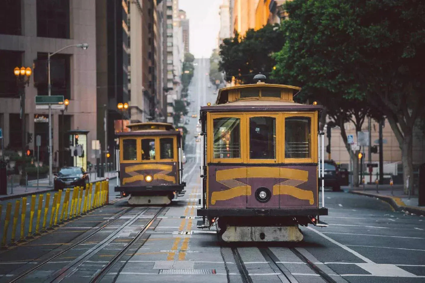 Fototapetes ar pilsētas skatu - Sanfrancisko trolejbusi, 375x250 cm D-ART