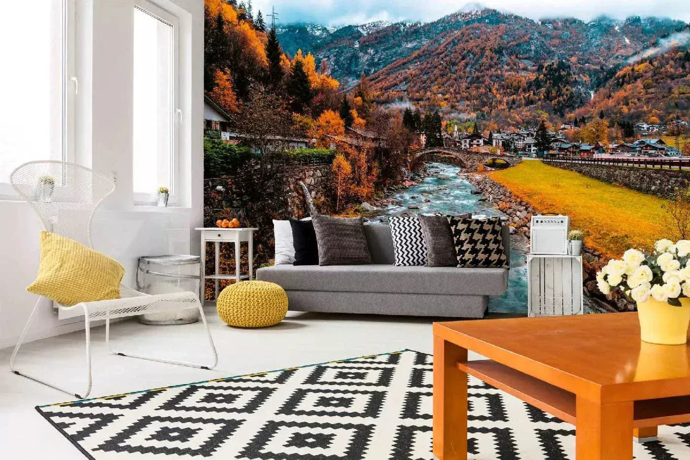 Fototapetes ar skaistu ainavu - Lizas upe Gressoney, 375x250 cm D-ART