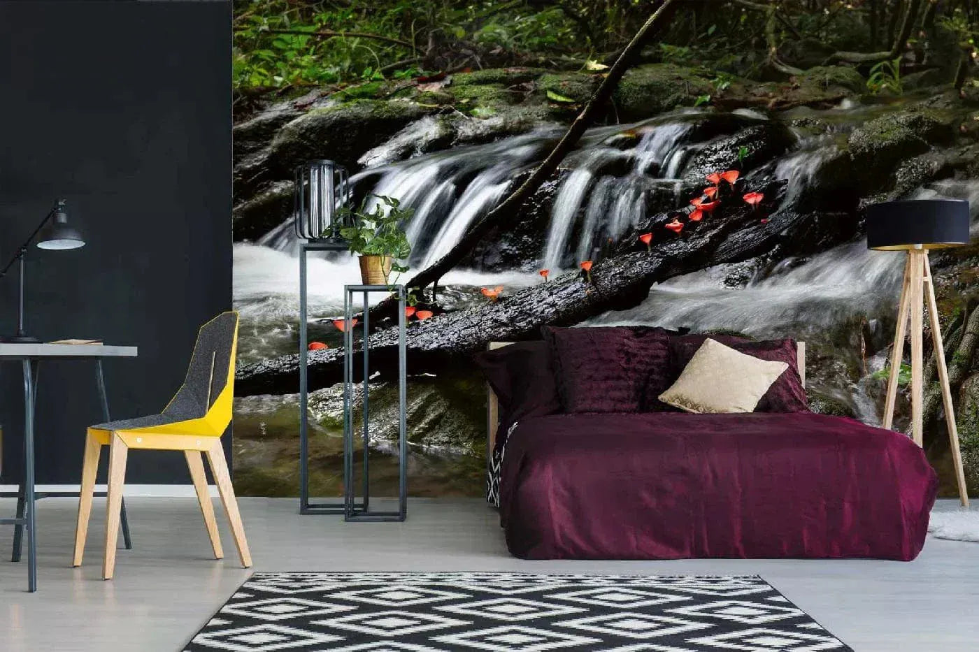 Fototapetes ar ūdenskritumu - Meža ūdenskritums, (375x250 cm) D-ART