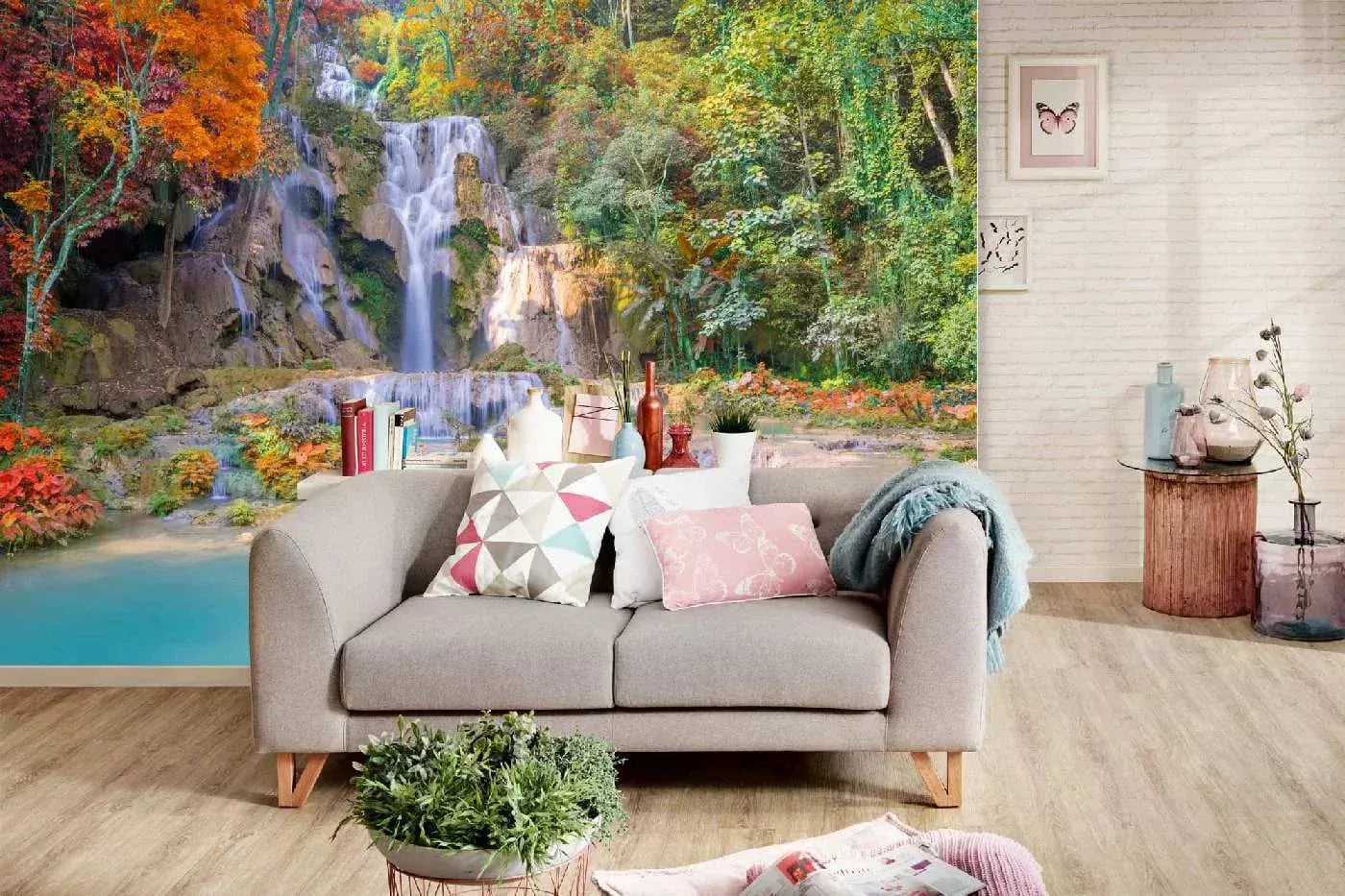 Fototapetes ar ūdenskritumu - Ūdenskritums lietus mežā, (375x250 cm) D-ART